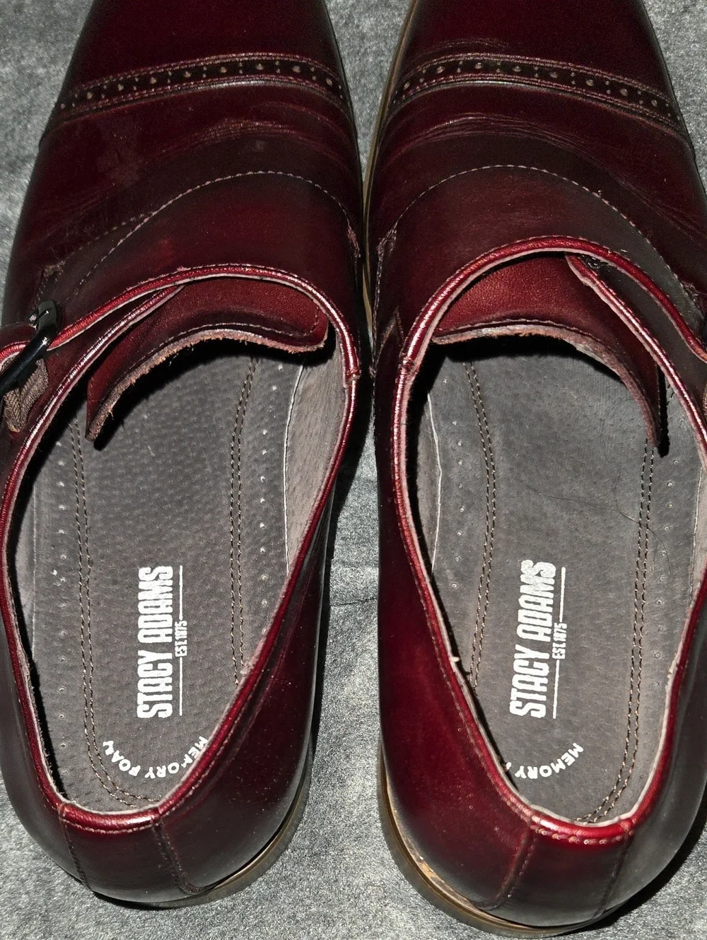 Stacy Adams Desmond Cap Toe Monk Strap Dress Shoes Burgundy Leather
